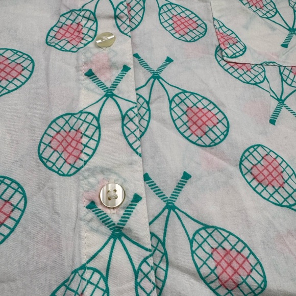Aerie poplin pj to party Tennis Racket + Hearts button up shirt XL - Picture 5 of 10